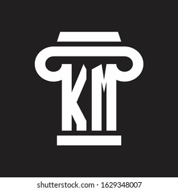 KM Logo monogram with pillar style design template