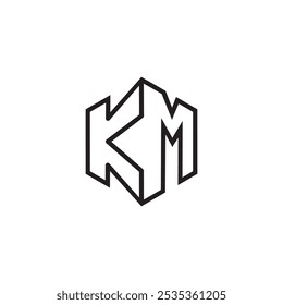 VECTOR de ilustración abstracta de diseño de línea de Plantilla de logotipo KM