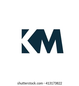 KM Logo. Vector Graphic Branding Letter Element. White Background