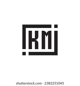 KM minimalist geometric symbol logo in high quality professional design that will print well across any print media