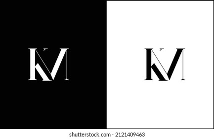 KM ,MK Abstract Letters Logo Monogram