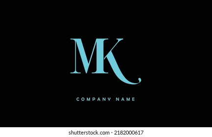 Monograma con el logotipo de las letras abstractas de KM, MK