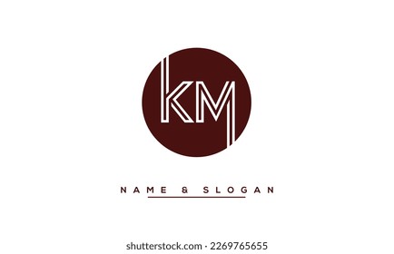 Monograma con el logotipo de las letras abstractas de KM, MK