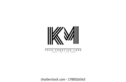 KM MK abstract vector logo monogram template