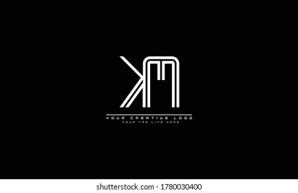 Plantilla de monograma del logotipo del vector abstracto de KM MK
