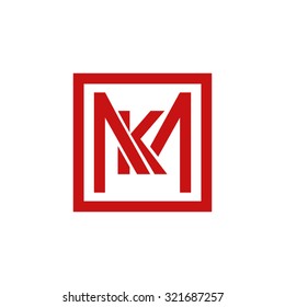KM MK initial company, red square frame