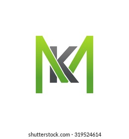 KM MK initial company square M logo green