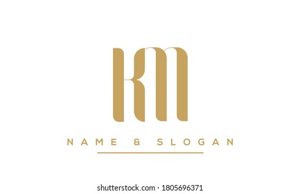 KM, MK, K, M Abstract letters logo monogram