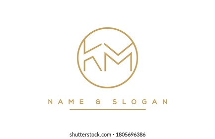 KM, MK, K, M Abstract letters logo monogram