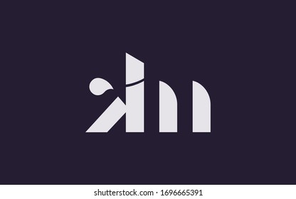 km or mk and k or m Letter Initial Logo Design, Vector Template 