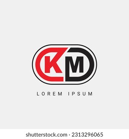 KM or MK Letter Initial Logo Design, Vector Template