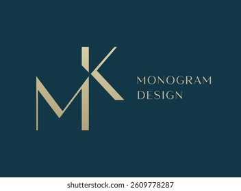 KM or MK letter logo icon design. Classic style luxury initials monogram.