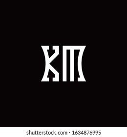 KM monogram logo with curved side style design template