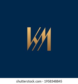 KM monogram logo luxurious gold color.