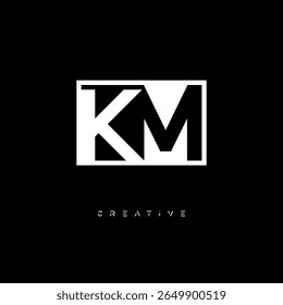 KM Negative Space Monogram – Minimalist Black and White Letter mark Logo for Creative Branding, Fashion Identity and Modern Design Concepts
