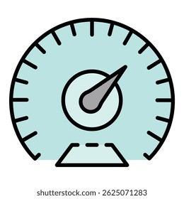 Km per hour speedometer icon. Outline km per hour speedometer vector icon color flat isolated