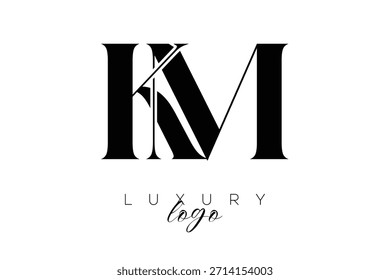 KM Serif Letter Monogram Typography Logo for Elegant Premium Branding Identity
