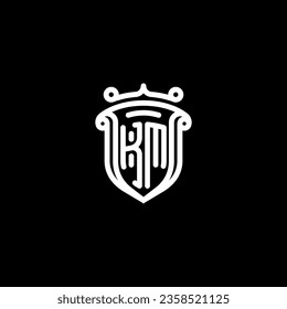 KM shield initial monogram with high quality professional design that will print well