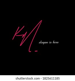 Km tagline Initial handwriting logo vector