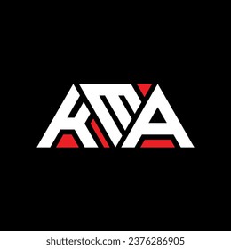 Diseño del logotipo de la letra triangular de KMA con forma triangular. Monograma de diseño del logotipo del triángulo de KMA. Plantilla de logotipo vectorial de triángulo de KMA con color rojo. Logo triangular de KMA Diseño sencillo, elegante y lujoso.