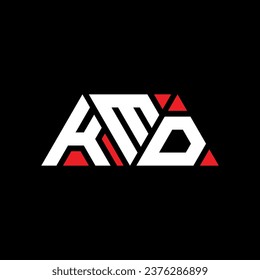 Diseño del logotipo de la letra triangular de KMD con forma triangular. Monograma de diseño del logotipo del triángulo de KMD. Plantilla de logotipo vectorial de triángulo de KMD con color rojo. Logo triangular de KMD Diseño sencillo, elegante y lujoso.