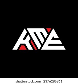 KME triangle letter logo design with triangle shape. KME triangle logo design monogram. KME triangle vector logo template with red color. KME triangular logo Simple, Elegant, and Luxurious design.