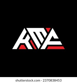 KMF triangle letter logo design with triangle shape. KMF triangle logo design monogram. KMF triangle vector logo template with red color. KMF triangular logo Simple, Elegant, and Luxurious design.