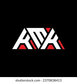 Diseño del logotipo de la letra triangular de KMK con forma triangular. Monograma de diseño del logotipo del triángulo de KMK. Plantilla de logotipo vectorial de triángulo de KMK con color rojo. Logo triangular KMK Diseño sencillo, elegante y lujoso.
