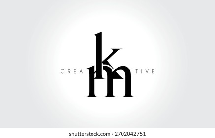 KMkm Elegant Serif Monogram Logo - Luxuriöses typografisches Kleinbuchstaben-Zeichen für modernes Branding