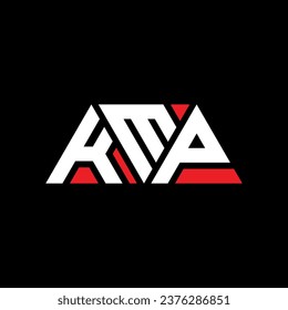 KMP triangle letter logo design with triangle shape. KMP triangle logo design monogram. KMP triangle vector logo template with red color. KMP triangular logo Simple, Elegant, and Luxurious design.