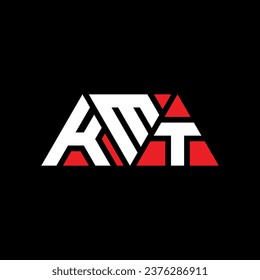 KMT triangle letter logo design with triangle shape. KMT triangle logo design monogram. KMT triangle vector logo template with red color. KMT triangular logo Simple, Elegant, and Luxurious design.