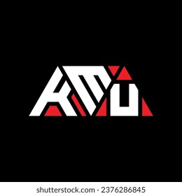 KMU triangle letter logo design with triangle shape. KMU triangle logo design monogram. KMU triangle vector logo template with red color. KMU triangular logo Simple, Elegant, and Luxurious design.