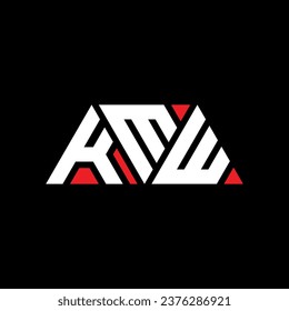 KMW triangle letter logo design with triangle shape. KMW triangle logo design monogram. KMW triangle vector logo template with red color. KMW triangular logo Simple, Elegant, and Luxurious design.