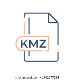 KMZ File Format Icon. KMZ extension line icon.