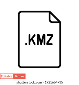Icono de línea de formato de archivo KMZ. Signo de estilo lineal para concepto móvil y diseño web. Símbolo sencillo de contorno. Ilustración vectorial aislada en fondo blanco. EPS de trazo editable 10.