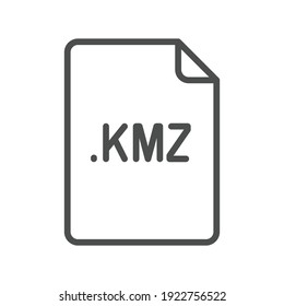KMZ file format line icon. Linear style sign for mobile concept and web design. Simple outline symbol. Vector illustration isolated on white background. EPS 10.