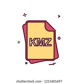KMZ file type icon design vector