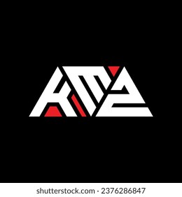KMZ triangle letter logo design with triangle shape. KMZ triangle logo design monogram. KMZ triangle vector logo template with red color. KMZ triangular logo Simple, Elegant, and Luxurious design.