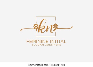 KN beauty monogram and elegant logo design handwriting logo of initial signature, wedding, fashion, floral and botanical with creative template.