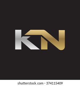 KN company linked letter logo golden silver black background