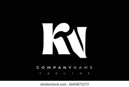 KN Creative Abstract Typography Logo Design (em inglês). Logotipo elegante que combina tipografia arrojada e formas criativas, ideal para soluções de marca e identidade.