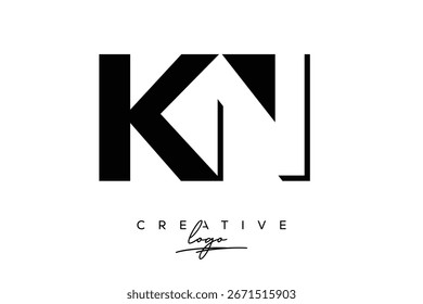 Logotipo de KN Creative Minimalist Negative Space Latter con monograma moderno para marca y logotipo de marca comercial con letras iniciales Diseño de logotipo para marca.