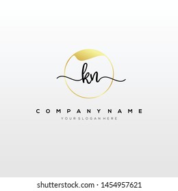 KN handwriting initial logo template vector.