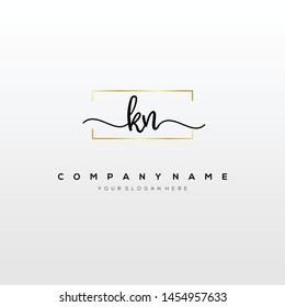 KN handwriting initial logo template vector.