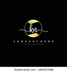 KN handwriting initial logo template vector.