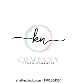 KN handwritten initial logo vector logo template with brush