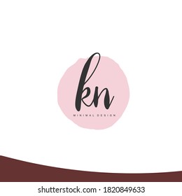 KN Initial handwriting or handwritten logo for identity. Logo with signature and hand drawn style.