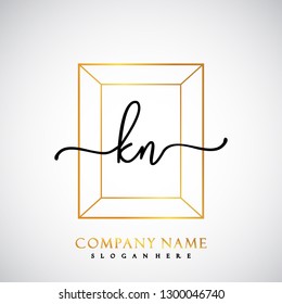 KN Initial Handwriting logo template vector