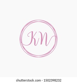 KN Initial Handwriting logo template, Creative fashion logo design, couple concept -vector