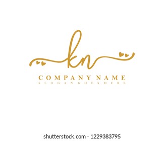 KN Initial handwriting logo vector